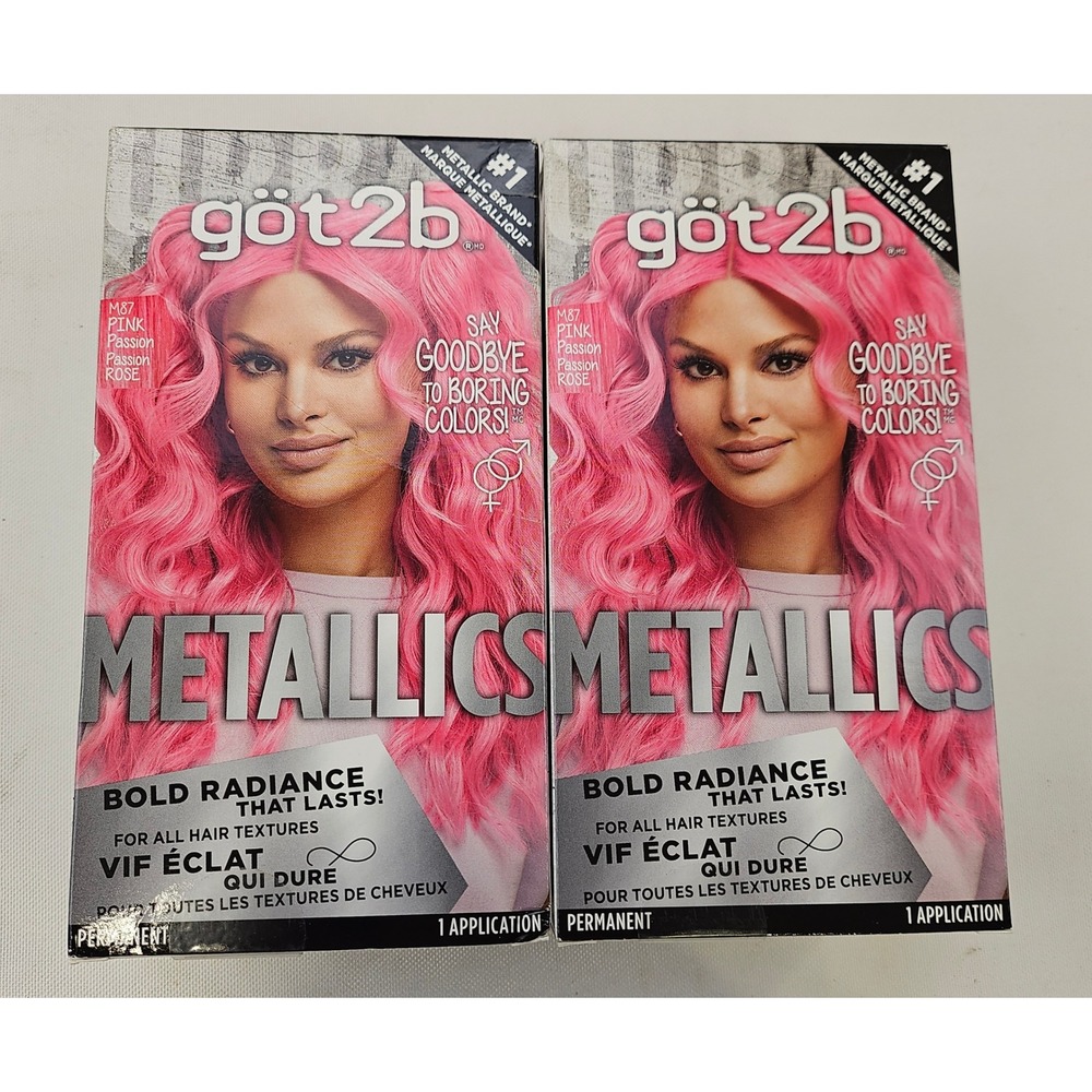 Got2b Metallics Hair Color M87 Pink Passion 2 Boxes Permanent Pink Dye New